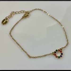 Cute Gold Tone Bracelet Multi Color Sparkly